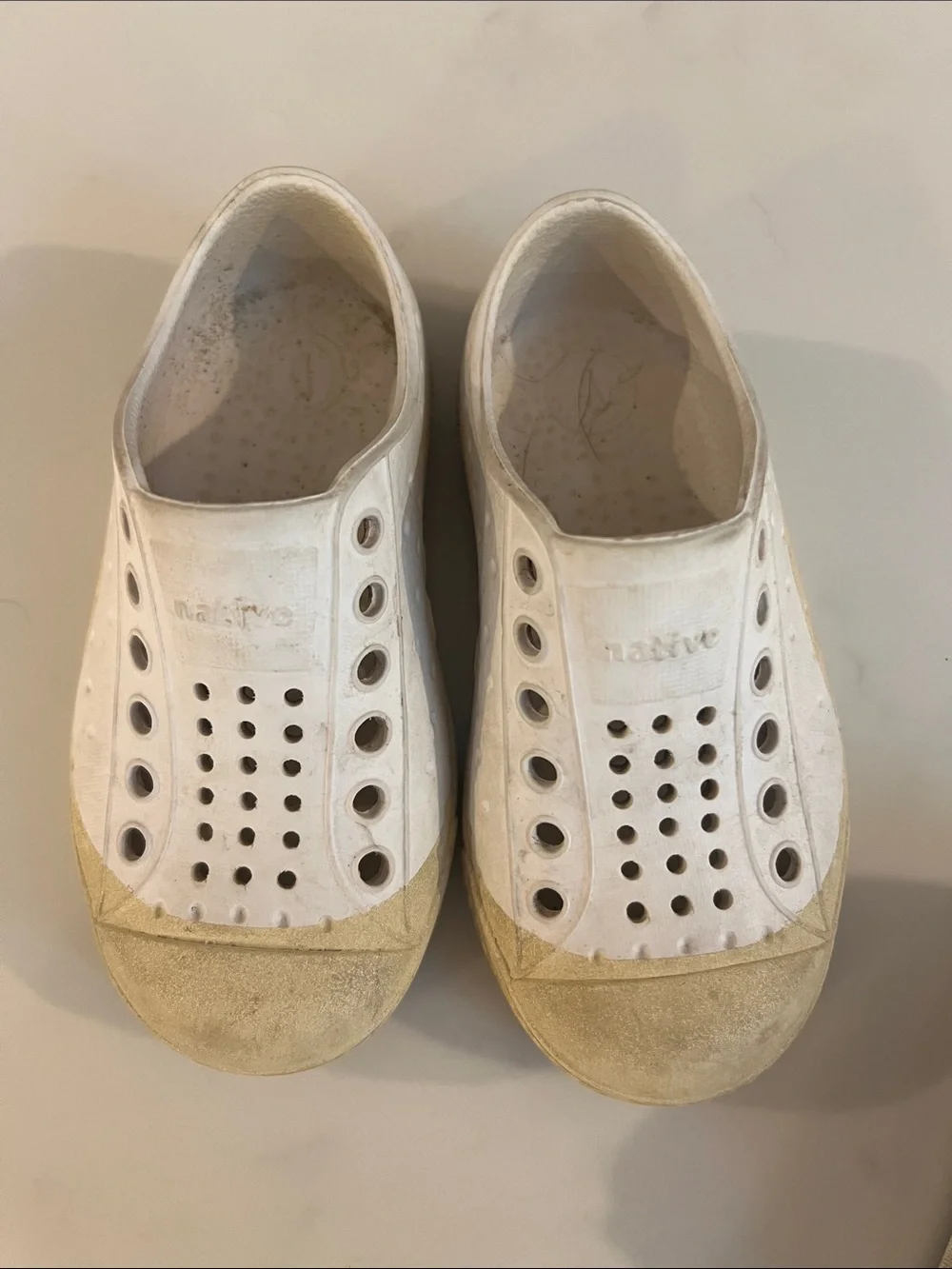 Native Kids Slip-On Water Shoes in White and Navy
